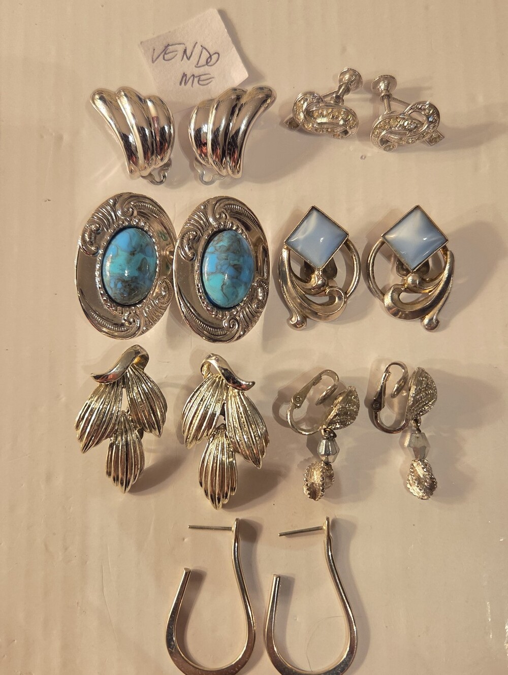 Assorted Silver-Tone Women’s Earrings with Turquoise and Blue Accents